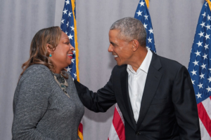 Desiree Peterkin Bell And Barack Obama Conversation